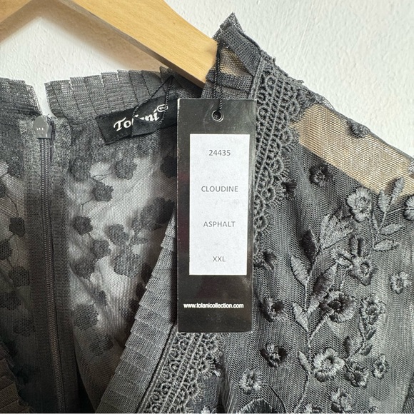 Tolani Cloudine Embroidered Lace Mesh Midi Fairy Goth Dress Size XXL NWT - Picture 3 of 12